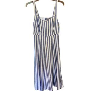 Old Navy Dress Womens Small Blue Striped NEW Linen Smocked Nautical Coastal